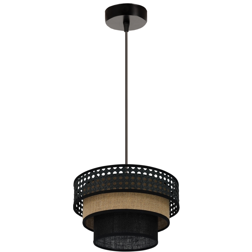 Brilagi - Luster na sajli DAKOTA LUNETA 1xE27/15W/230V prečnik 25 cm crna/ratan