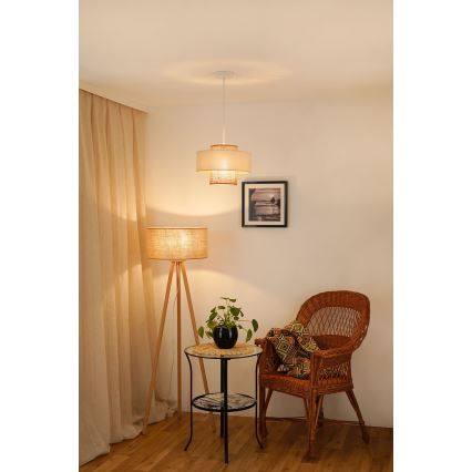 Brilagi - Luster na sajli DALLAS 1xE27/15W/230V pr. 30 cm braon/kremasta/bela