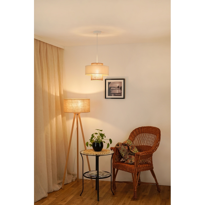 Brilagi - Luster na sajli DALLAS 1xE27/15W/230V pr. 30 cm braon/kremasta/bela