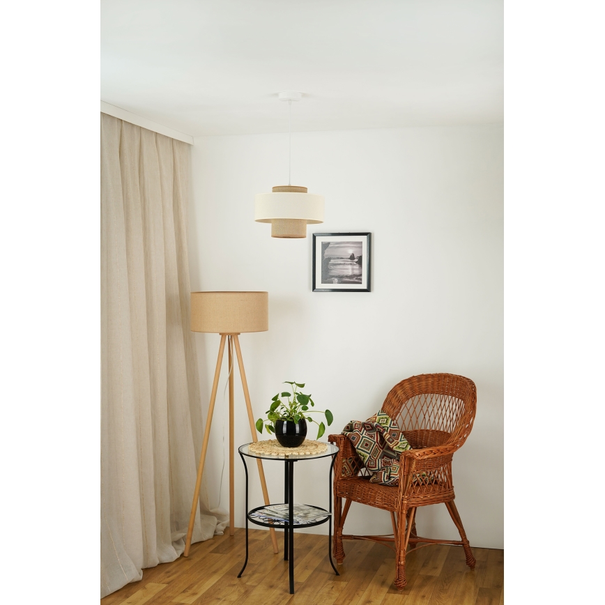 Brilagi - Luster na sajli DALLAS 1xE27/15W/230V pr. 30 cm braon/kremasta/bela
