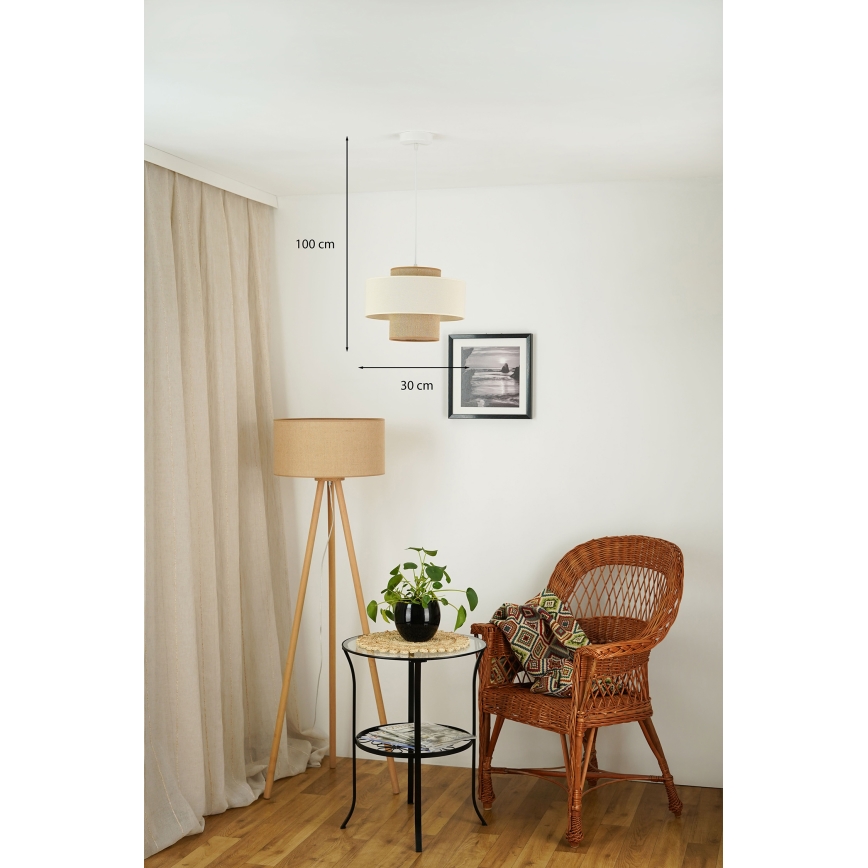 Brilagi - Luster na sajli DALLAS 1xE27/15W/230V pr. 30 cm braon/kremasta/bela