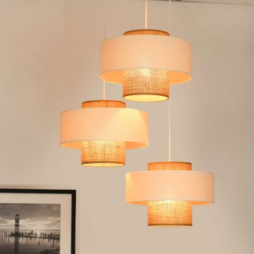 Brilagi - Luster na sajli DALLAS 3xE27/15W/230V braon/kremasta/bela