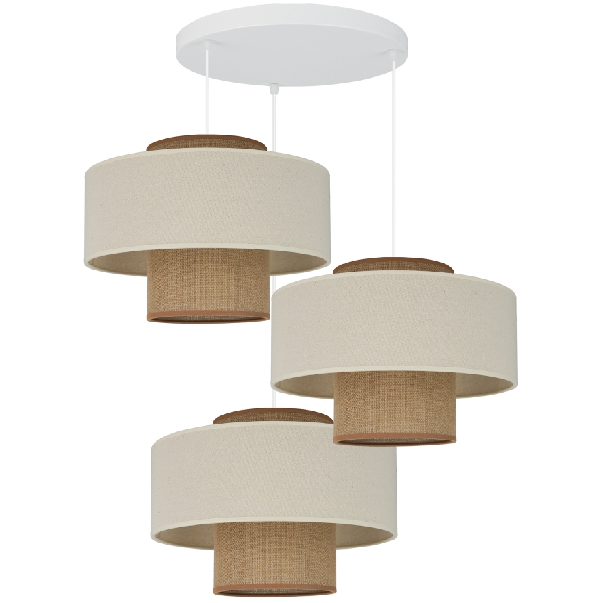 Brilagi - Luster na sajli DALLAS 3xE27/15W/230V braon/kremasta/bela