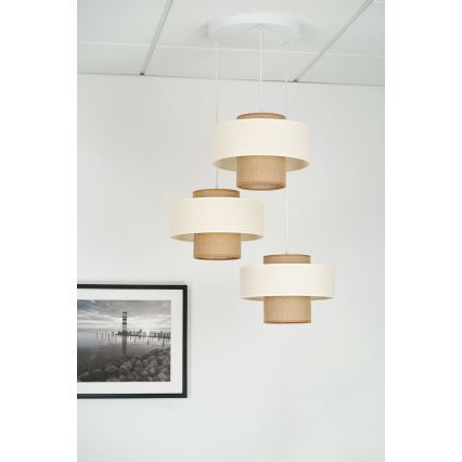 Brilagi - Luster na sajli DALLAS 3xE27/15W/230V braon/kremasta/bela