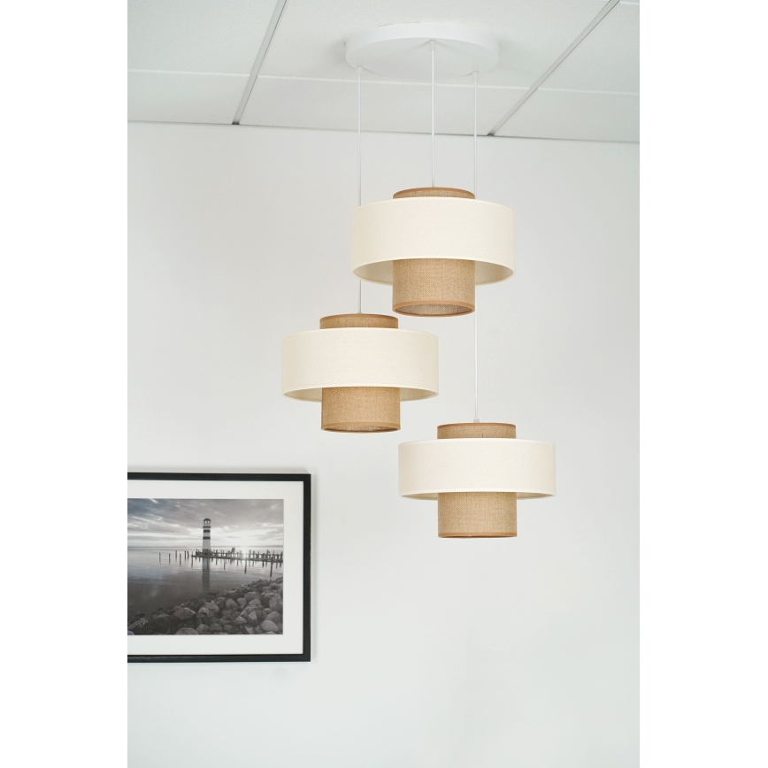 Brilagi - Luster na sajli DALLAS 3xE27/15W/230V braon/kremasta/bela