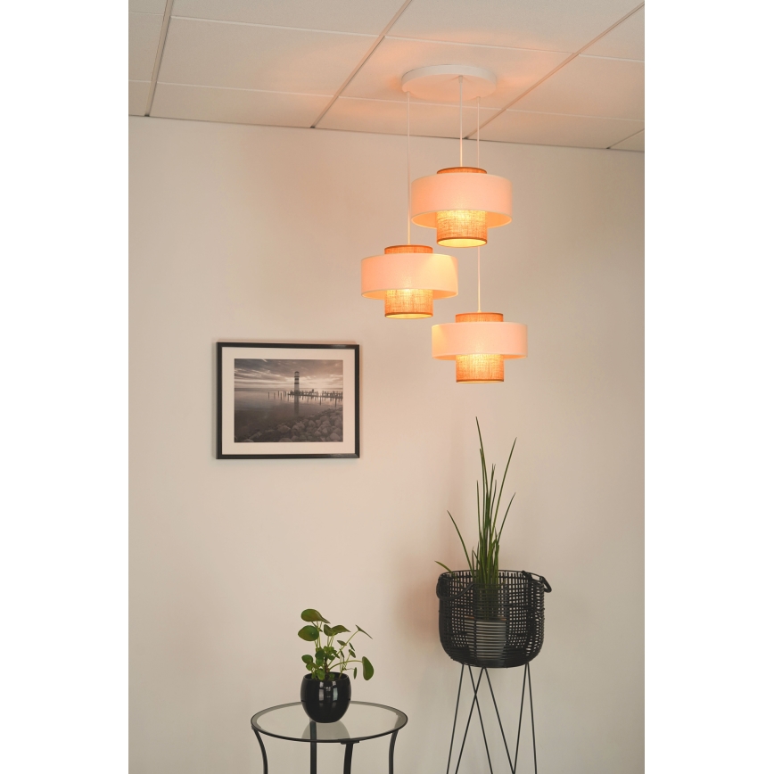 Brilagi - Luster na sajli DALLAS 3xE27/15W/230V braon/kremasta/bela