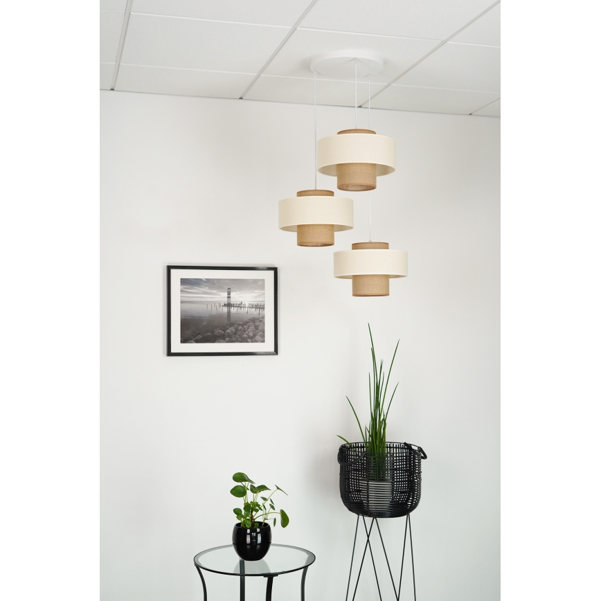 Brilagi - Luster na sajli DALLAS 3xE27/15W/230V braon/kremasta/bela