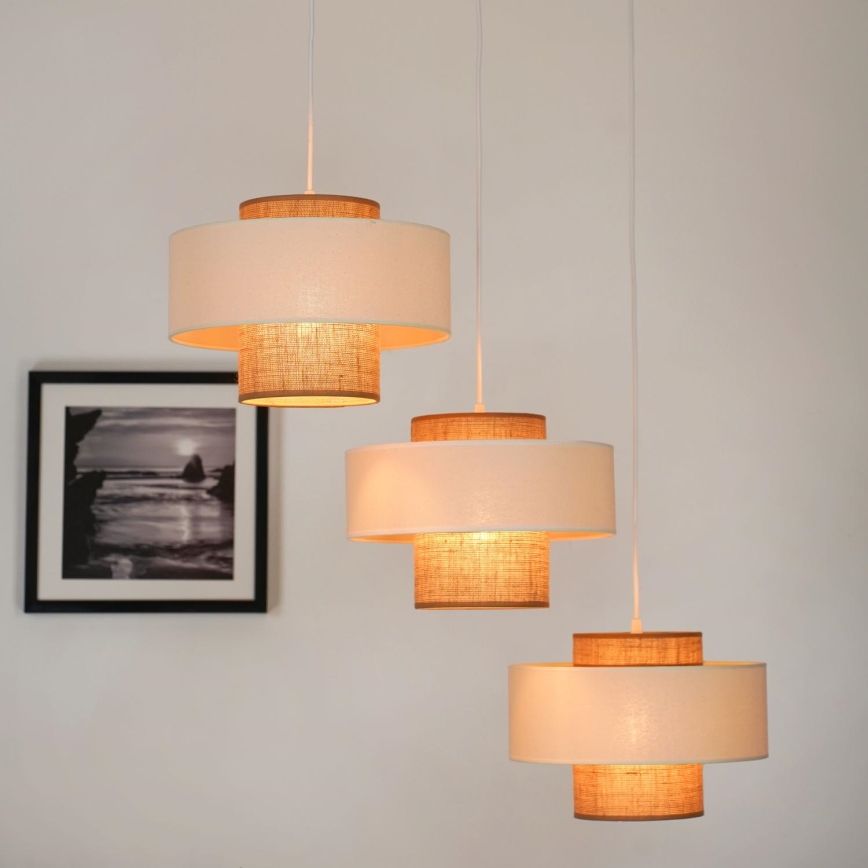 Brilagi - Luster na sajli DALLAS 3xE27/15W/230V braon/kremasta/bela