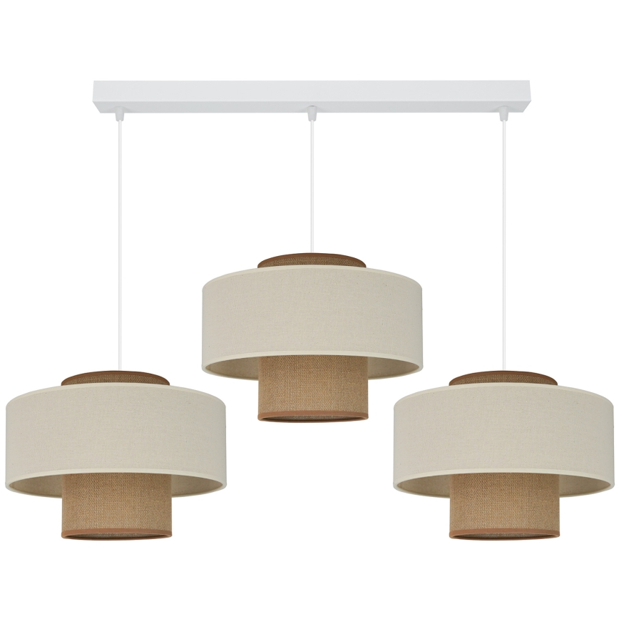 Brilagi - Luster na sajli DALLAS 3xE27/15W/230V braon/kremasta/bela
