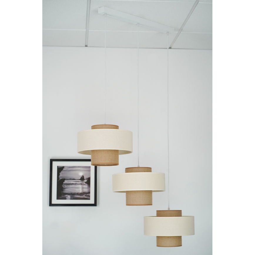 Brilagi - Luster na sajli DALLAS 3xE27/15W/230V braon/kremasta/bela