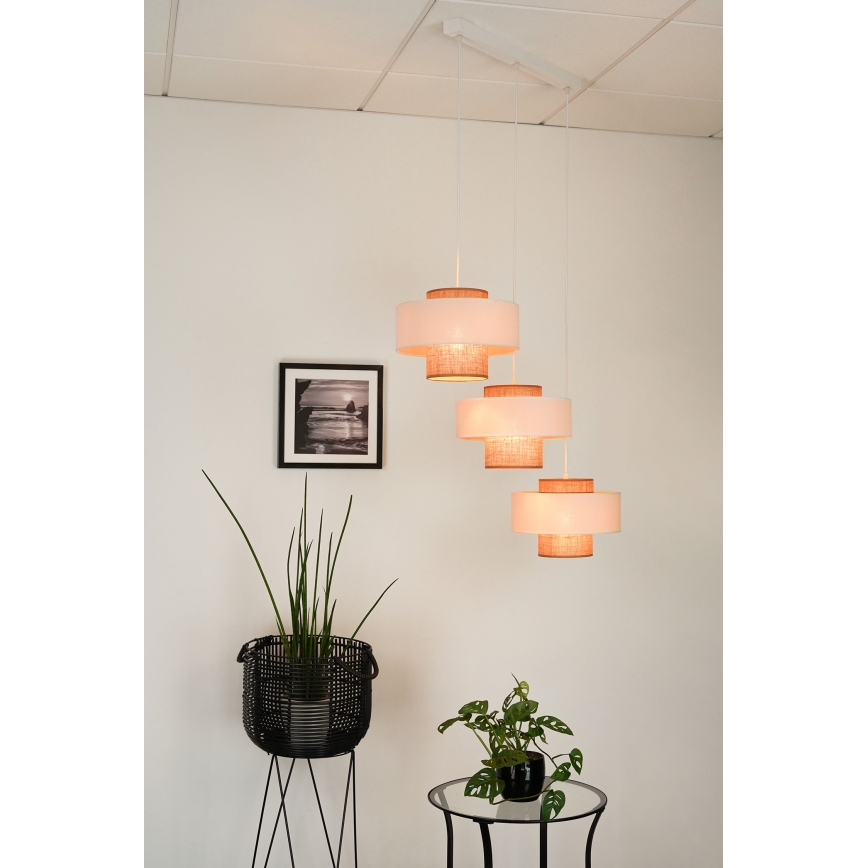 Brilagi - Luster na sajli DALLAS 3xE27/15W/230V braon/kremasta/bela