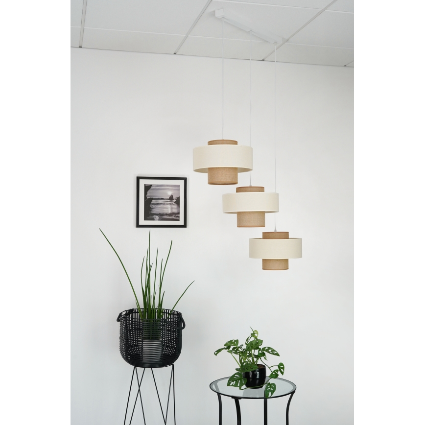 Brilagi - Luster na sajli DALLAS 3xE27/15W/230V braon/kremasta/bela