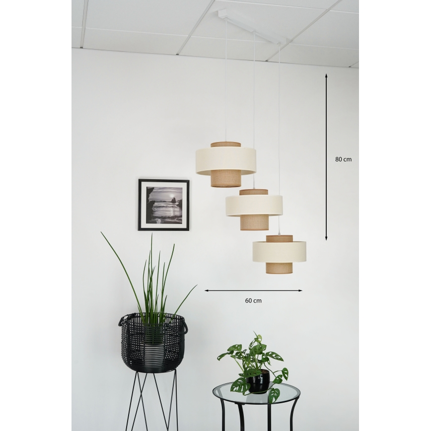 Brilagi - Luster na sajli DALLAS 3xE27/15W/230V braon/kremasta/bela