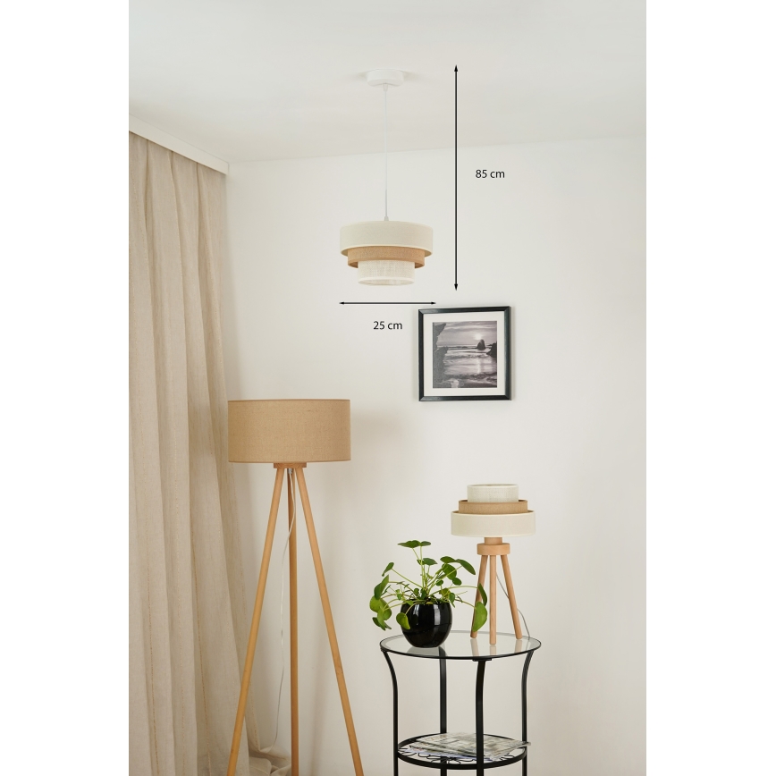Brilagi - Luster na sajli DENVER LUNETA 1xE27/15W/230V pr. 25 cm bež/braon/kremasta