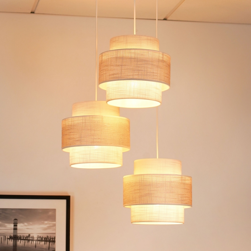Brilagi - Luster na sajli DOVER SPACE 3xE27/15W/230V sivo/kremasta