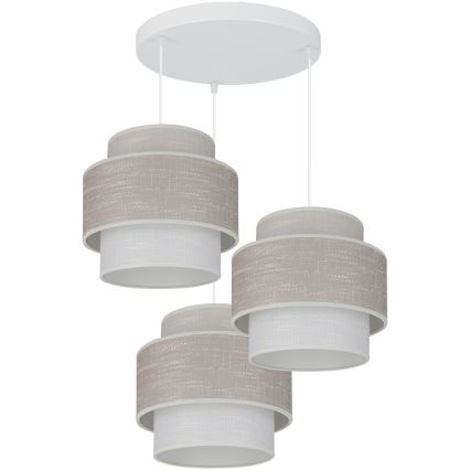 Brilagi - Luster na sajli DOVER SPACE 3xE27/15W/230V sivo/kremasta