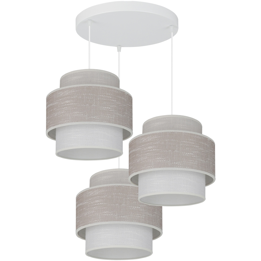 Brilagi - Luster na sajli DOVER SPACE 3xE27/15W/230V sivo/kremasta
