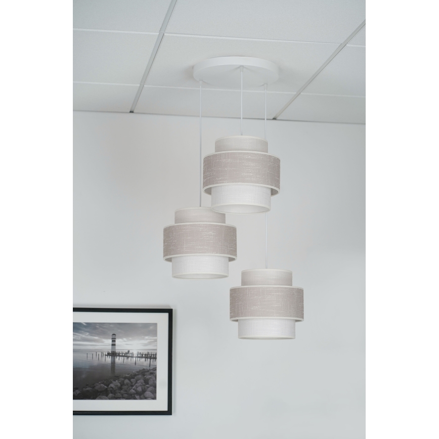 Brilagi - Luster na sajli DOVER SPACE 3xE27/15W/230V sivo/kremasta