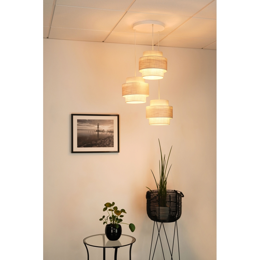 Brilagi - Luster na sajli DOVER SPACE 3xE27/15W/230V sivo/kremasta