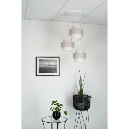 Brilagi - Luster na sajli DOVER SPACE 3xE27/15W/230V sivo/kremasta