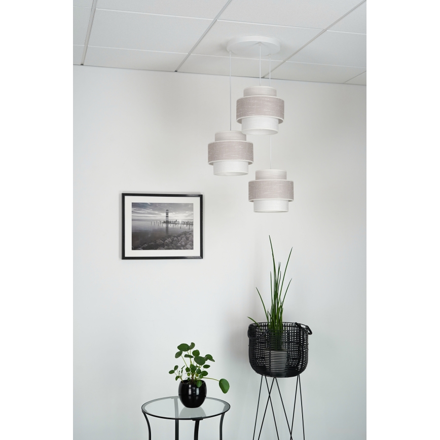 Brilagi - Luster na sajli DOVER SPACE 3xE27/15W/230V sivo/kremasta
