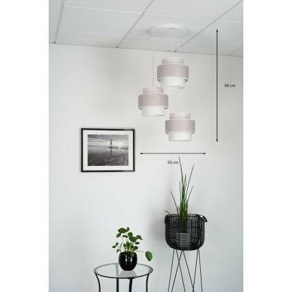 Brilagi - Luster na sajli DOVER SPACE 3xE27/15W/230V sivo/kremasta