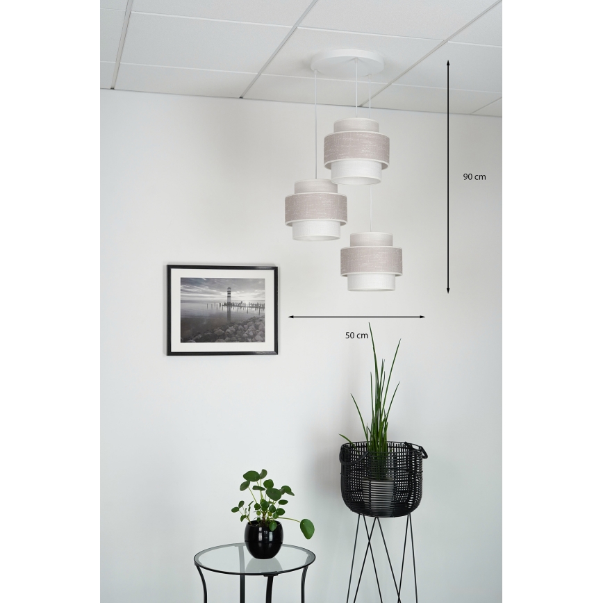 Brilagi - Luster na sajli DOVER SPACE 3xE27/15W/230V sivo/kremasta