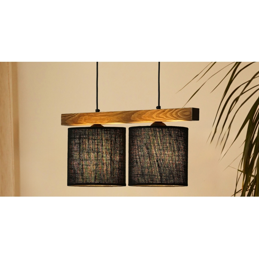 Brilagi - Luster na sajli FOREST 2xE27/15W/230V borovina/crna