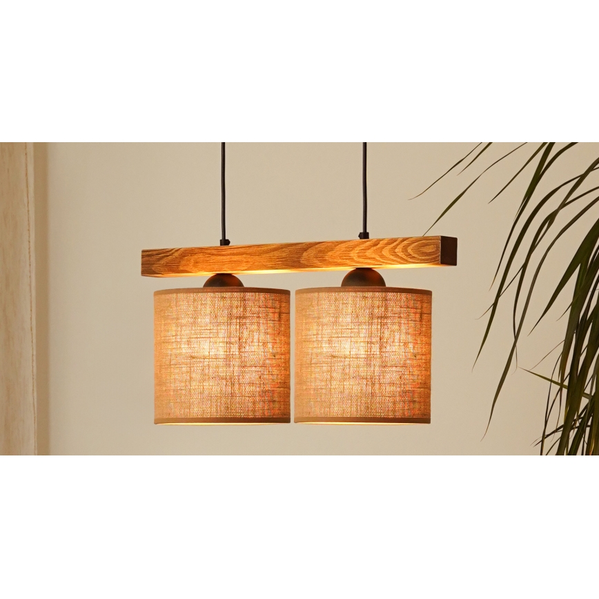 Brilagi - Luster na sajli FOREST 2xE27/15W/230V borovina/smeđa/crna