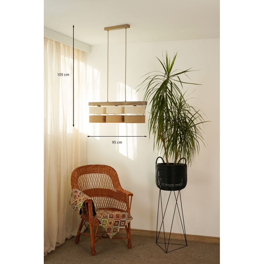Brilagi - Luster na sajli FOREST 3xE27/15W/230V bor/bež/kremasta