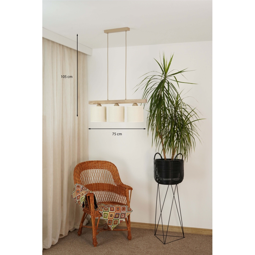 Brilagi - Luster na sajli FOREST 3xE27/15W/230V borovina/braon/krem