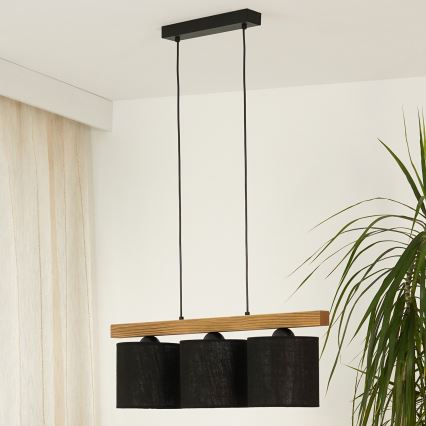 Brilagi - Luster na sajli FOREST 3xE27/15W/230V borovina/crna