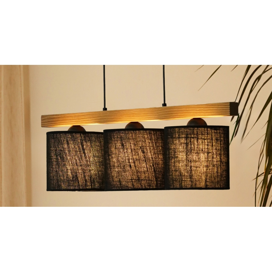 Brilagi - Luster na sajli FOREST 3xE27/15W/230V borovina/crna