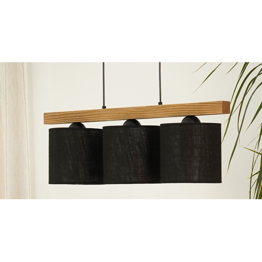 Brilagi - Luster na sajli FOREST 3xE27/15W/230V borovina/crna