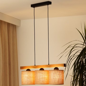 Brilagi - Luster na sajli FOREST 3xE27/15W/230V borovina/smeđa/crna