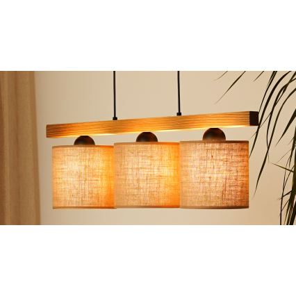 Brilagi - Luster na sajli FOREST 3xE27/15W/230V borovina/smeđa/crna