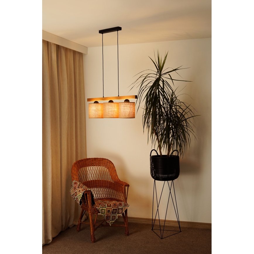 Brilagi - Luster na sajli FOREST 3xE27/15W/230V borovina/smeđa/crna