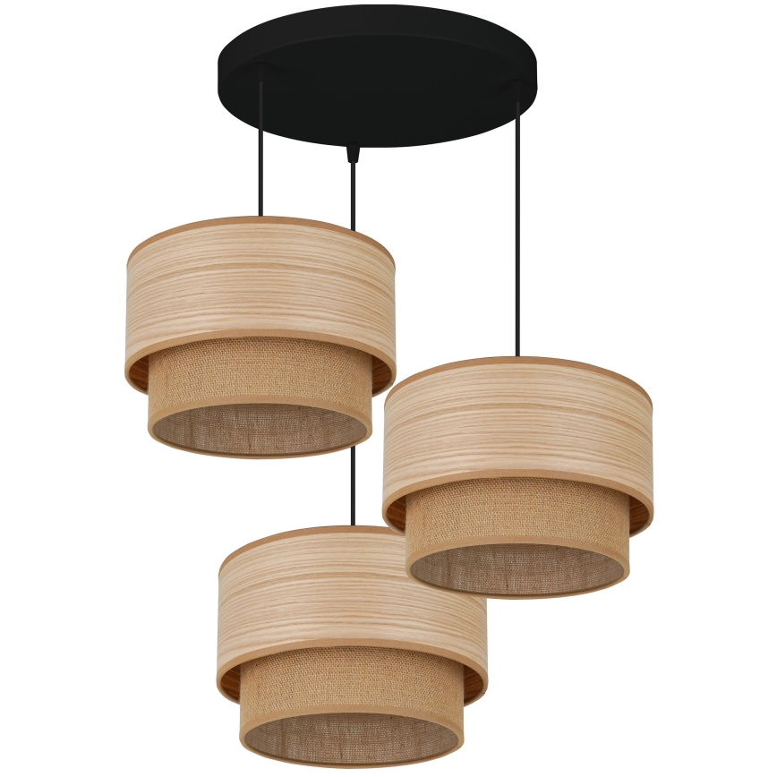 Brilagi - Luster na sajli MONTANA BOHO 3xE27/15W/230V braon/crno