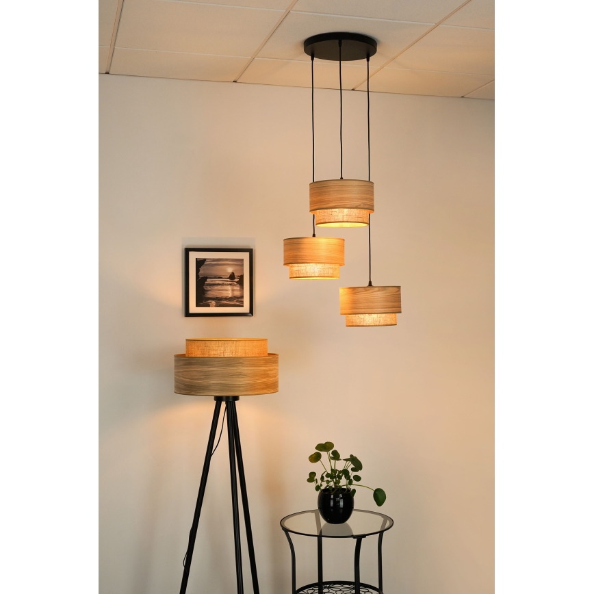Brilagi - Luster na sajli MONTANA BOHO 3xE27/15W/230V braon/crno