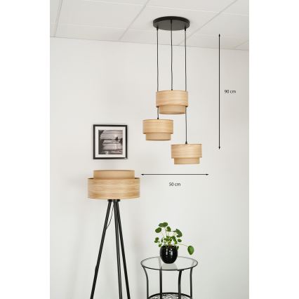 Brilagi - Luster na sajli MONTANA BOHO 3xE27/15W/230V braon/crno