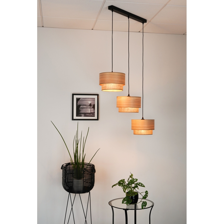 Brilagi - Luster na sajli MONTANA BOHO 3xE27/15W/230V braon/crno