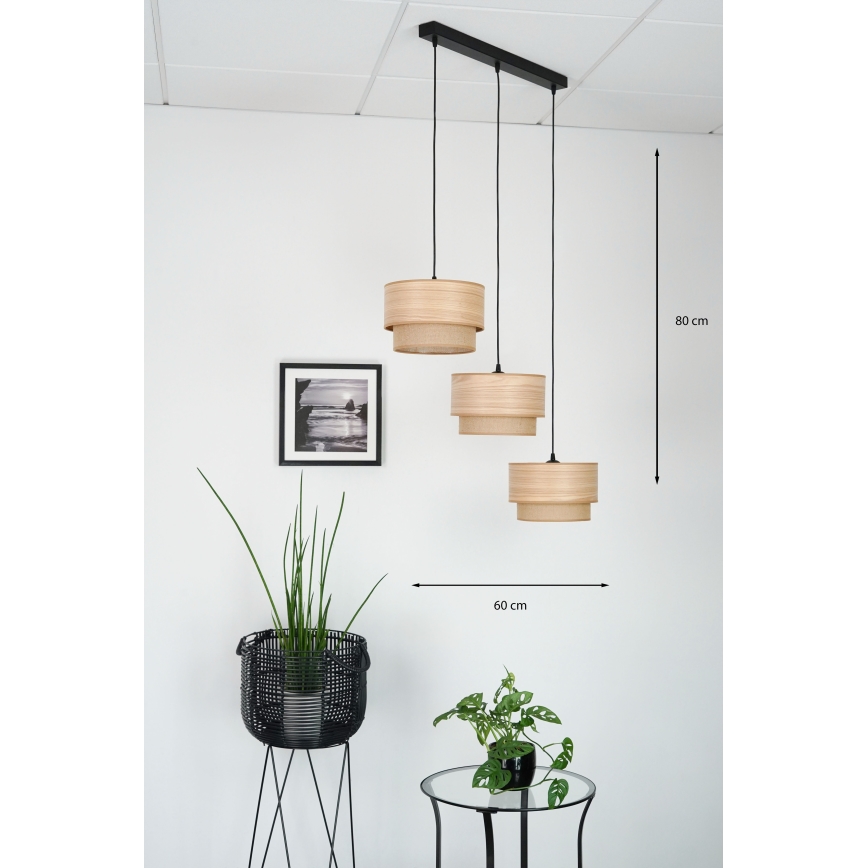 Brilagi - Luster na sajli MONTANA BOHO 3xE27/15W/230V braon/crno