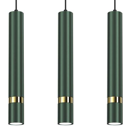 Brilagi - Luster na sajli POKER 3xGU10/25W/230V zelena/zl.