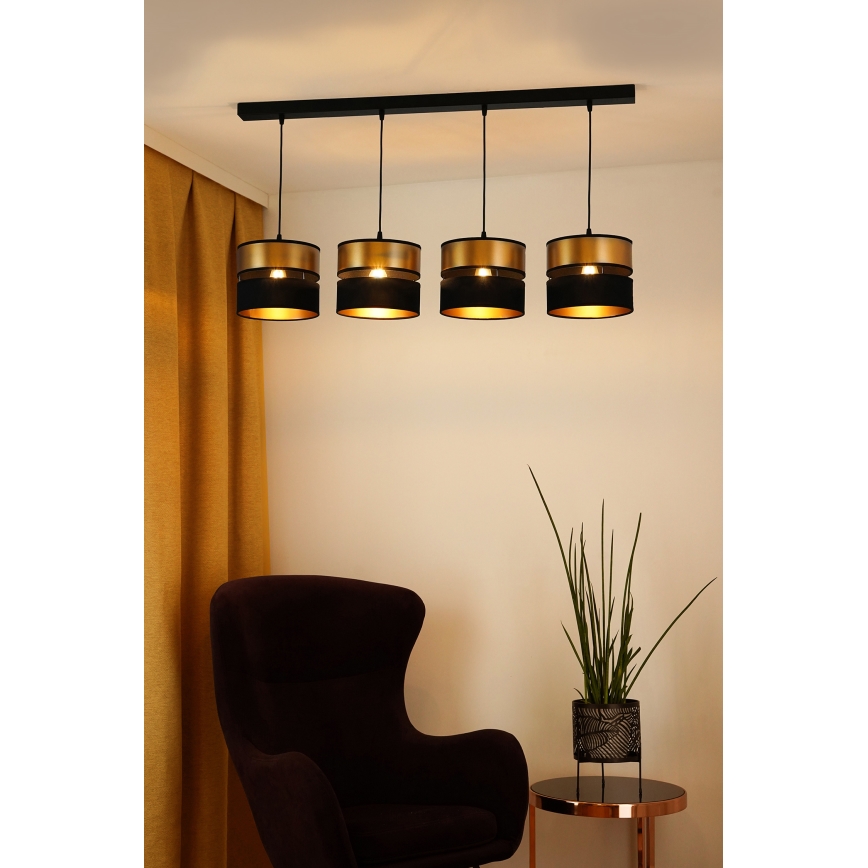 Brilagi - Luster na sajli ROYAL 4xE27/15W/230V crno/zlatna
