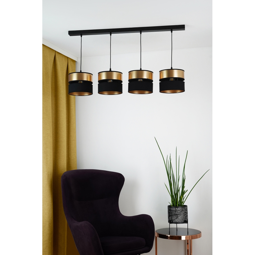 Brilagi - Luster na sajli ROYAL 4xE27/15W/230V crno/zlatna