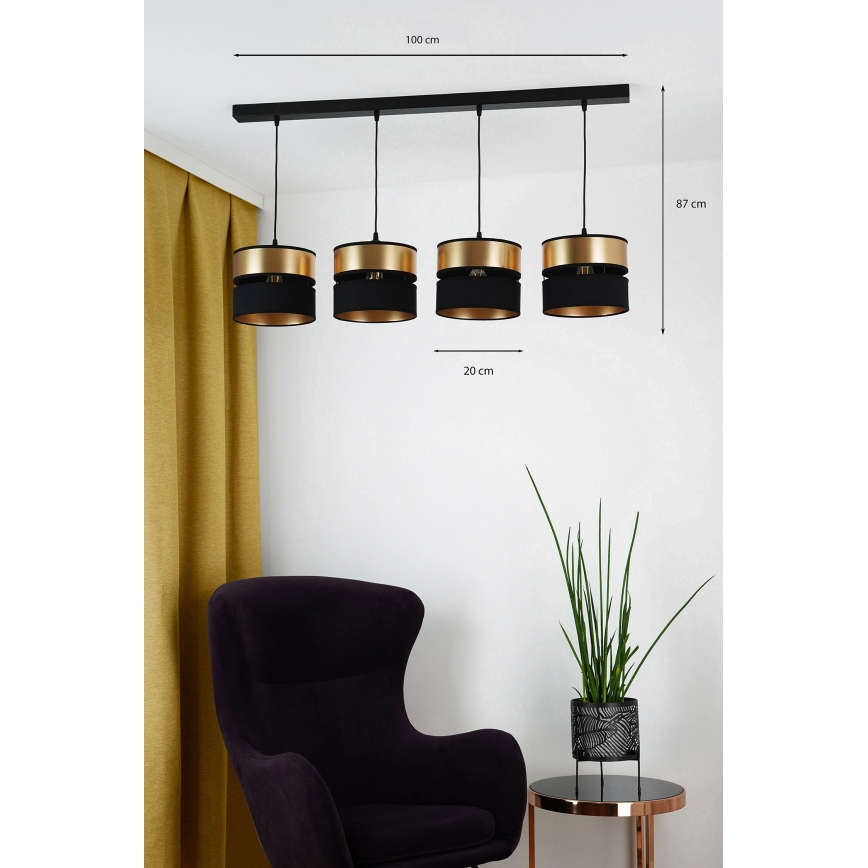 Brilagi - Luster na sajli ROYAL 4xE27/15W/230V crno/zlatna