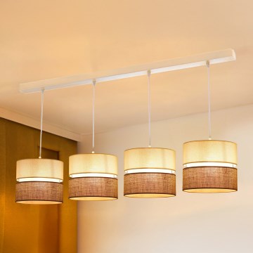 Brilagi - Luster na sajli ROYAL YUTE 4xE27/15W/230V bež/kremasta/bela