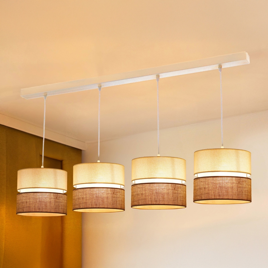 Brilagi - Luster na sajli ROYAL YUTE 4xE27/15W/230V bež/kremasta/bela