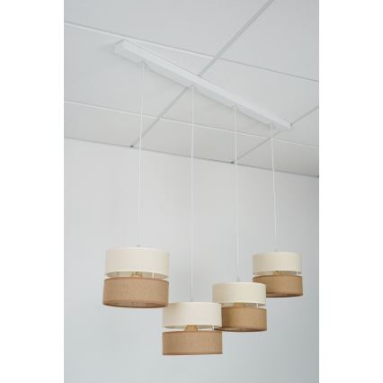Brilagi - Luster na sajli ROYAL YUTE 4xE27/15W/230V bež/kremasta/bela
