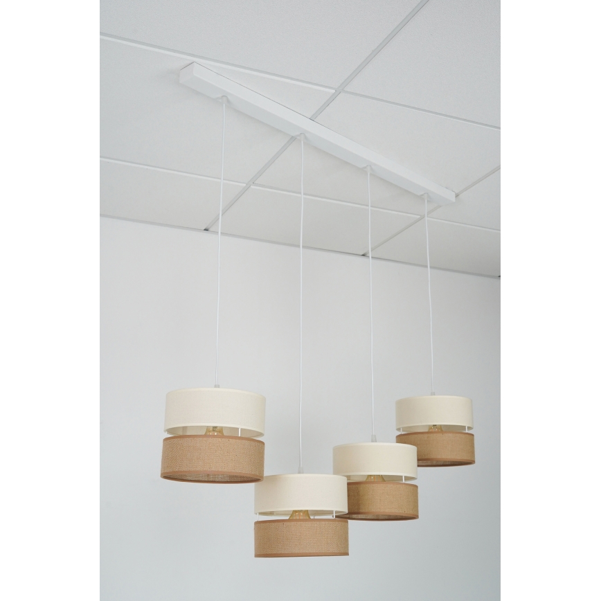 Brilagi - Luster na sajli ROYAL YUTE 4xE27/15W/230V bež/kremasta/bela